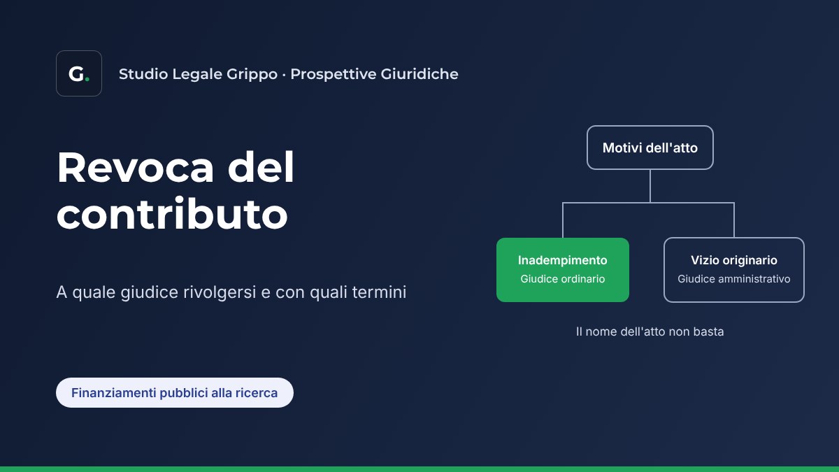 Grafica: i motivi dell'atto di revoca orientano verso il giudice ordinario o il giudice amministrativo
